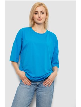 Футболка жіноча однотонна, колір блакитний, 244R2023 244R2023 AGER фото - Luxbikini