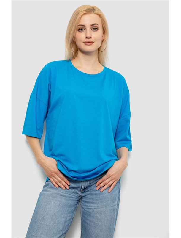 Футболка жіноча однотонна, колір блакитний, 244R2023 244R2023 AGER фото - Luxbikini