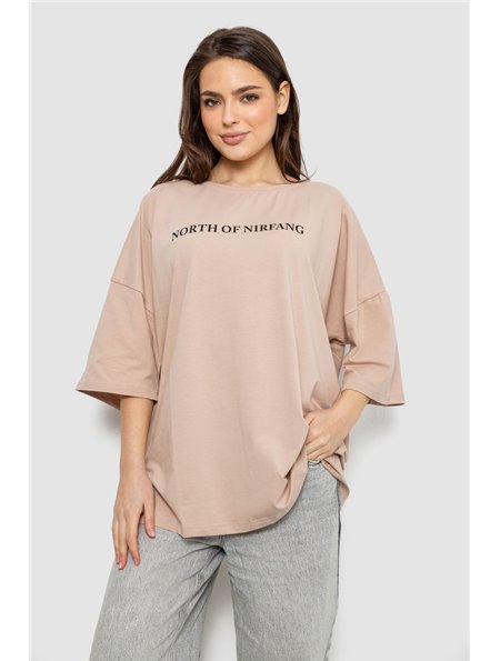 Футболка жіноча з принтом, колір бежевий, 244R3013 244R3013 AGER фото - Luxbikini