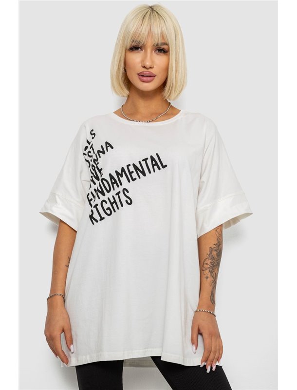 Футболка жіноча з принтом, колір молочний, 244R4001 244R4001 AGER фото - Luxbikini