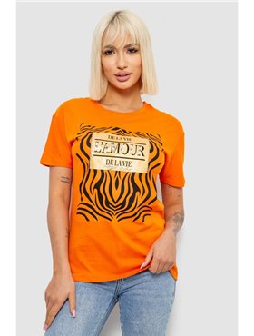 Футболка жіноча з принтом, колір помаранчевий, 244R2805 244R2805 AGER фото - Luxbikini