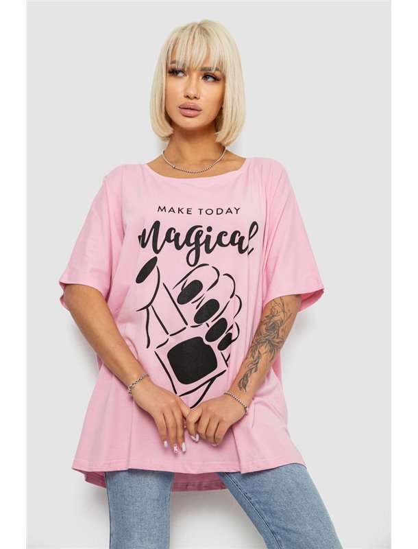 Футболка жіноча з принтом, колір рожевий, 244R6005-1 244R6005-1 AGER фото - Luxbikini