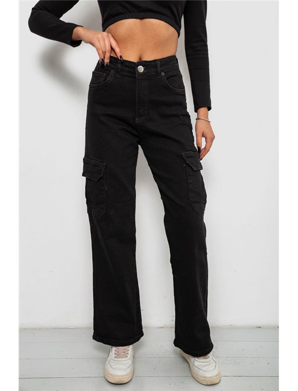 Джинси жіночі однотонні Kargo, колір чорний, 244R00946 244R00946 AGER фото - Luxbikini