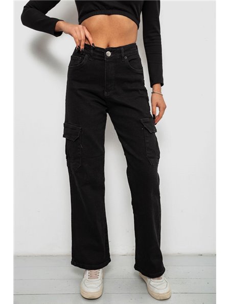 Джинси жіночі однотонні Kargo, колір чорний, 244R00946 244R00946 AGER фото - Luxbikini