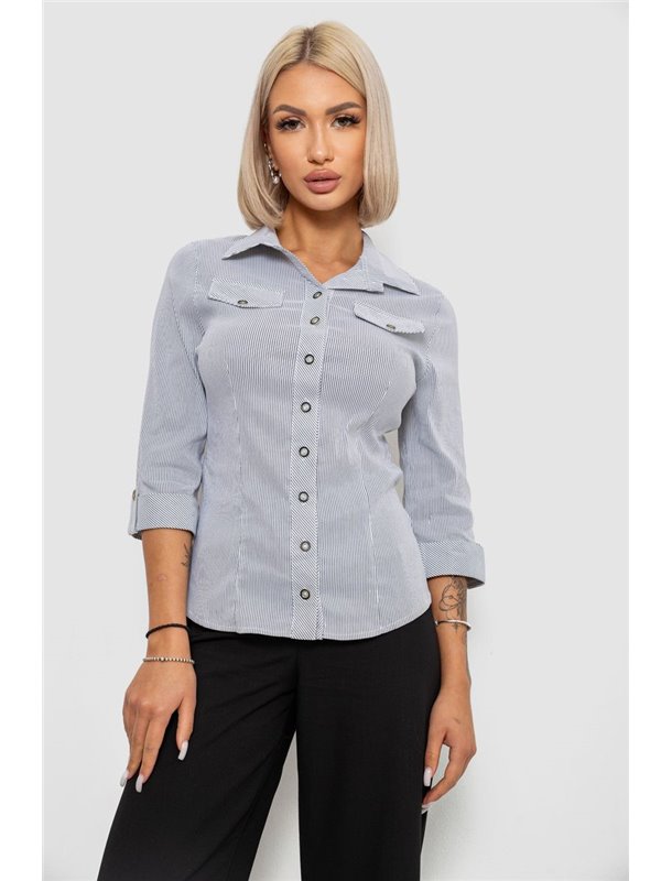 Сорочка класична в смужку, колір біло-сірий, 230R643-1 230R643-1 AGER фото - Luxbikini
