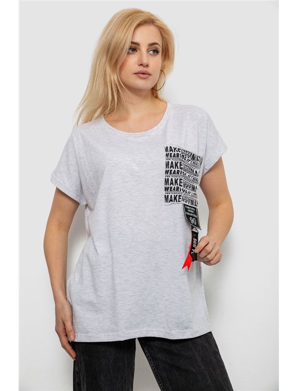 Футболка жіноча з принтом, колір сірий, 244R2412 244R2412 AGER фото - Luxbikini
