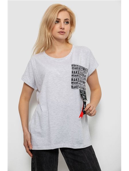 Футболка жіноча з принтом, колір сірий, 244R2412 244R2412 AGER фото - Luxbikini