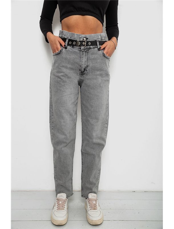 Джинси жіночі однотонні Baggy Papei, колір сірий, 244R00158 244R00158 AGER фото - Luxbikini