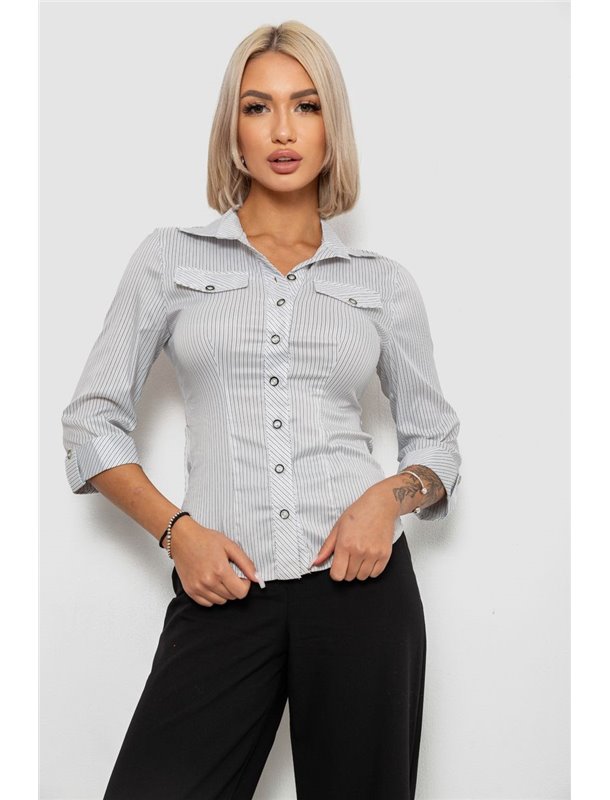 Сорочка класична в смужку, колір біло-сірий, 230R643-2 230R643-2 AGER фото - Luxbikini