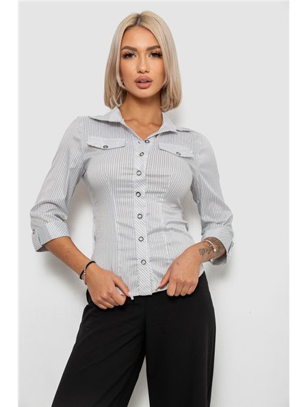 Сорочка класична в смужку, колір біло-сірий, 230R643-2 230R643-2 AGER фото - Luxbikini