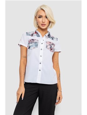Сорочка класична з принтом, колір білий, 230R7211 230R7211 AGER фото - Luxbikini
