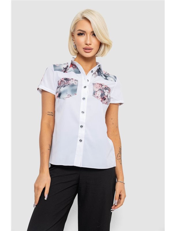 Сорочка класична з принтом, колір білий, 230R7211 230R7211 AGER фото - Luxbikini