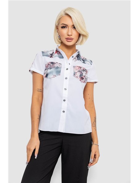 Сорочка класична з принтом, колір білий, 230R7211 230R7211 AGER фото - Luxbikini