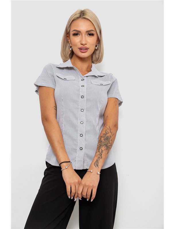 Сорочка класична в смужку, колір сіро-білий, 230R667 230R667 AGER фото - Luxbikini