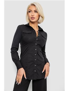 Сорочка жіноча однотонна, колір чорний, 230R302 230R302 AGER фото - Luxbikini