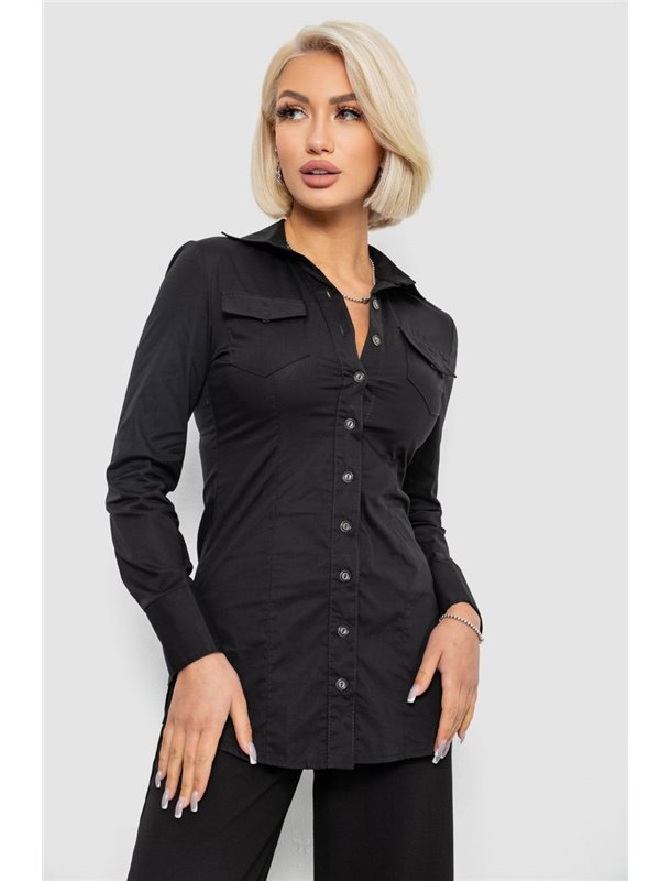 Сорочка жіноча однотонна, колір чорний, 230R302 230R302 AGER фото - Luxbikini