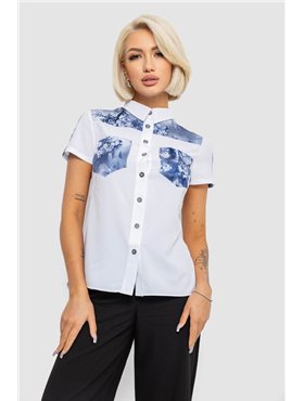 Сорочка класична з принтом, колір білий, 230R7211-1 230R7211-1 AGER фото - Luxbikini
