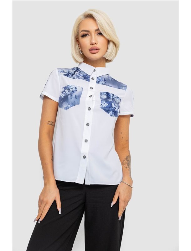 Сорочка класична з принтом, колір білий, 230R7211-1 230R7211-1 AGER фото - Luxbikini
