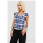 Блуза в клітину, колір бірюзовий, 230R2502 230R2502 AGER фото - Luxbikini