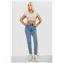 Джинси жіночі однотонні MOM, колір блакитний, 244R00896 244R00896 AGER фото - Luxbikini