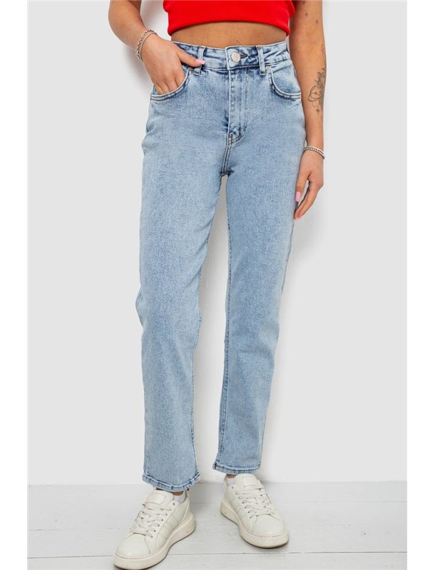 Джинси жіночі однотонні MOM, колір блакитний, 244R00968 244R00968 AGER фото - Luxbikini