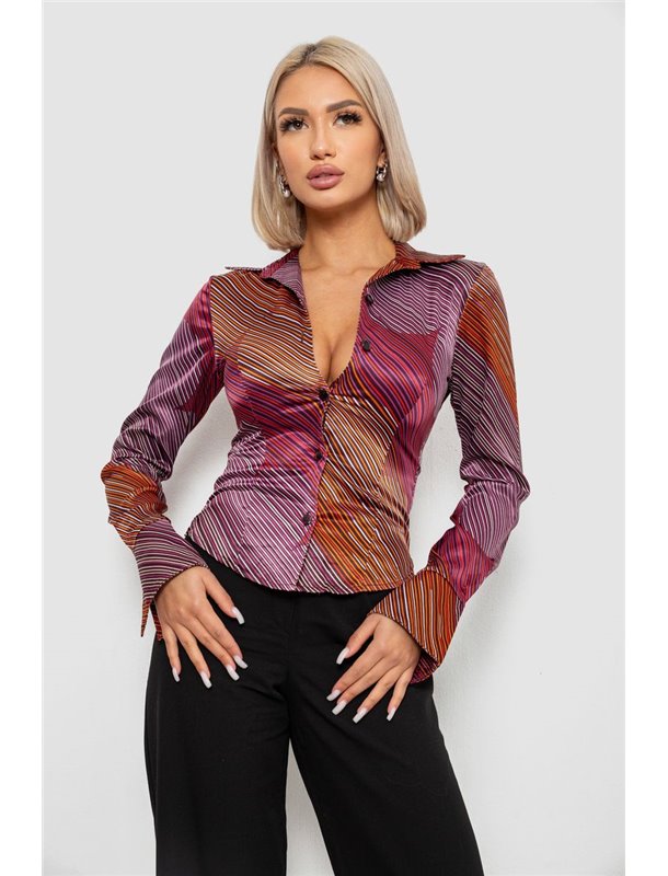 Сорочка класична в смужку, колір бузковий, 230R642 230R642 AGER фото - Luxbikini