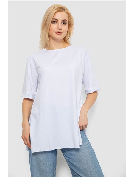 Футболка жіноча однотонна, колір білий, 244R1036-5 244R1036-5 AGER фото - Luxbikini