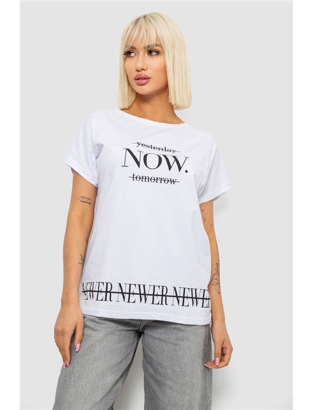 Футболка жіноча з принтом, колір білий, 244R2003 244R2003 AGER фото - Luxbikini