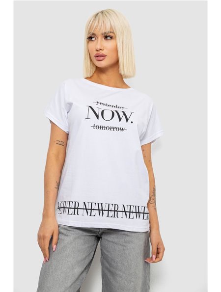 Футболка жіноча з принтом, колір білий, 244R2003 244R2003 AGER фото - Luxbikini