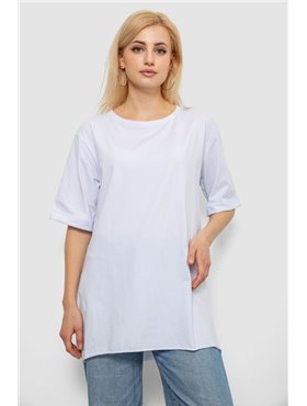 Футболка жіноча однотонна, колір білий, 244R2024-5 244R2024-5 AGER фото - Luxbikini