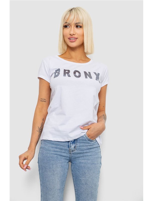 Футболка жіноча з принтом, колір білий, 244R2038 244R2038 AGER фото - Luxbikini