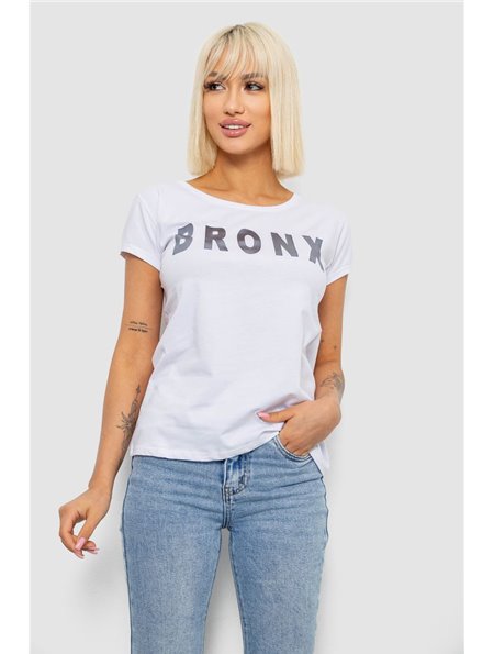 Футболка жіноча з принтом, колір білий, 244R2038 244R2038 AGER фото - Luxbikini