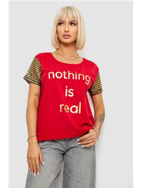 Футболка жіноча з принтом, колір бордовий, 244R2047 244R2047 AGER фото - Luxbikini