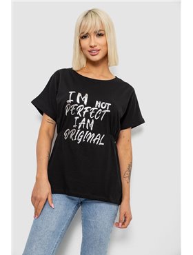 Футболка жіноча з принтом, колір чорний, 244R2349-5 244R2349-5 AGER фото - Luxbikini