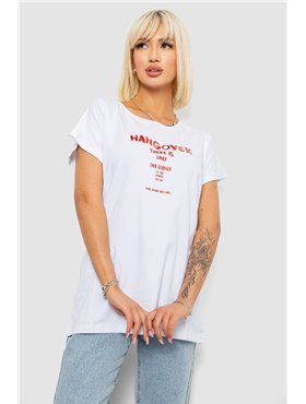 Футболка жіноча з принтом, колір білий, 244R2402 244R2402 AGER фото - Luxbikini