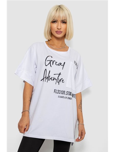 Футболка жіноча з принтом, колір білий, 244R2501 244R2501 AGER фото - Luxbikini