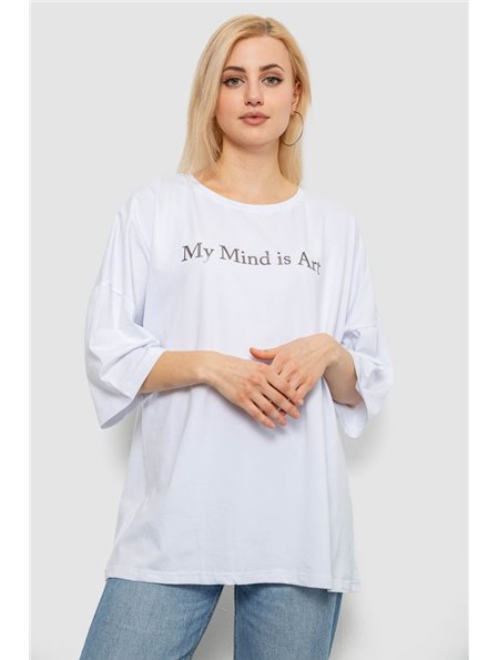 Футболка жіноча з принтом, колір білий, 244R3015 244R3015 AGER фото - Luxbikini