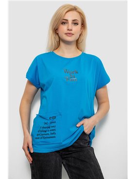 Футболка жіноча з принтом, колір бірюзовий, 244R3017 244R3017 AGER фото - Luxbikini