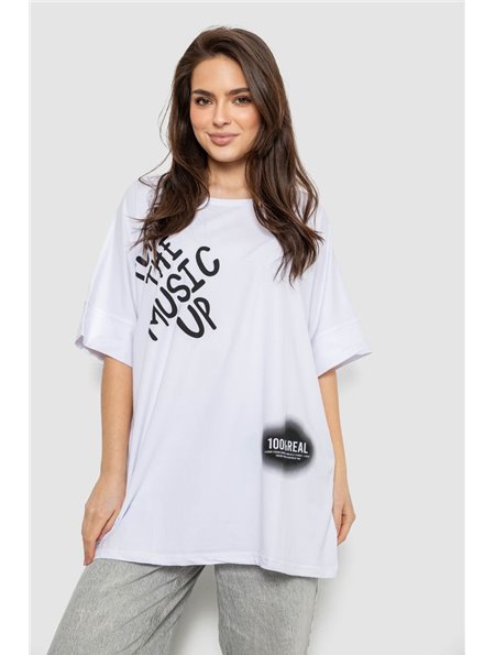 Футболка жіноча з принтом, колір білий, 244R4002-2 244R4002-2 AGER фото - Luxbikini