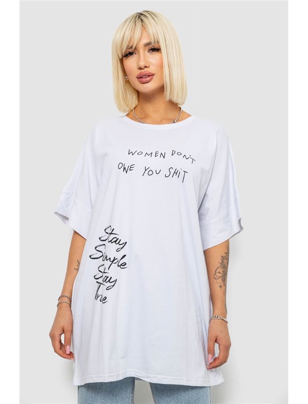 Футболка жіноча з принтом, колір білий, 244R4003 244R4003 AGER фото - Luxbikini