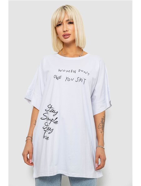 Футболка жіноча з принтом, колір білий, 244R4003 244R4003 AGER фото - Luxbikini