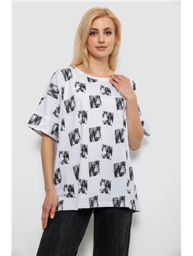 Футболка жіноча з принтом, колір білий, 244R4015 244R4015 AGER фото - Luxbikini