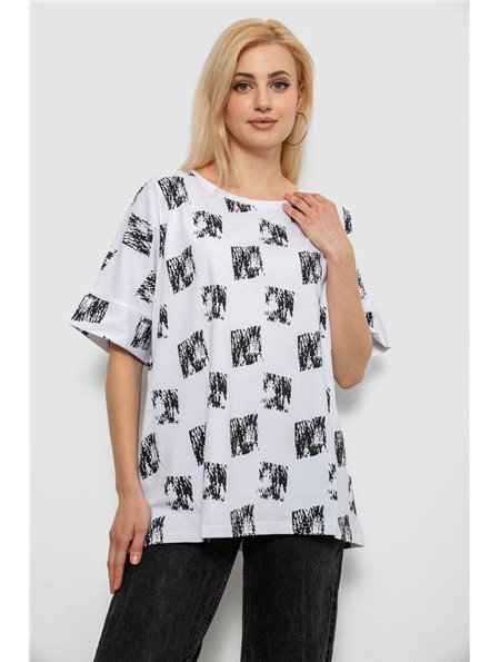 Футболка жіноча з принтом, колір білий, 244R4015 244R4015 AGER фото - Luxbikini