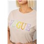Футболка жіноча з принтом, колір бежевий, 244R4022 244R4022 AGER фото - Luxbikini