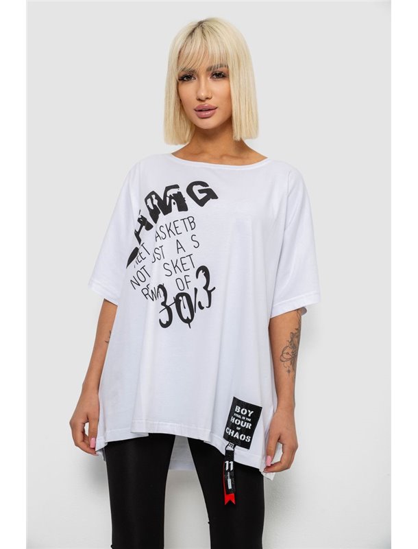 Футболка жіноча з принтом, колір білий, 244R5002 244R5002 AGER фото - Luxbikini