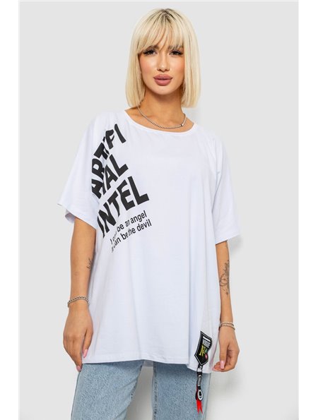 Футболка жіноча з принтом, колір білий, 244R5004 244R5004 AGER фото - Luxbikini