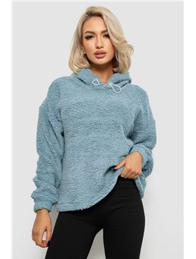 Худі жіночий однотонний з капюшоном, колір блакитний, 257R14 257R14 AGER фото - Luxbikini