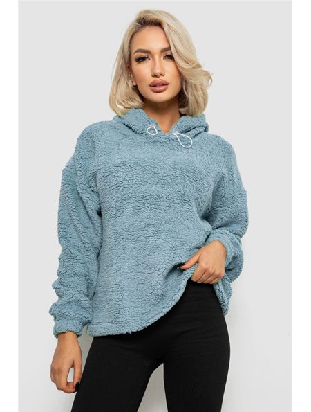 Худі жіночий однотонний з капюшоном, колір блакитний, 257R14 257R14 AGER фото - Luxbikini