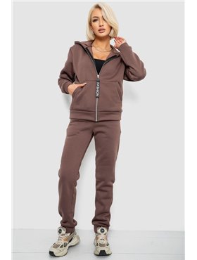 Спортивний костюм жіночий на флісі, колір темно-коричневий, 257R86 257R86 AGER фото - Luxbikini