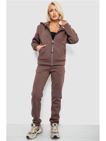 Спортивний костюм жіночий на флісі, колір темно-коричневий, 257R86 257R86 AGER фото - Luxbikini